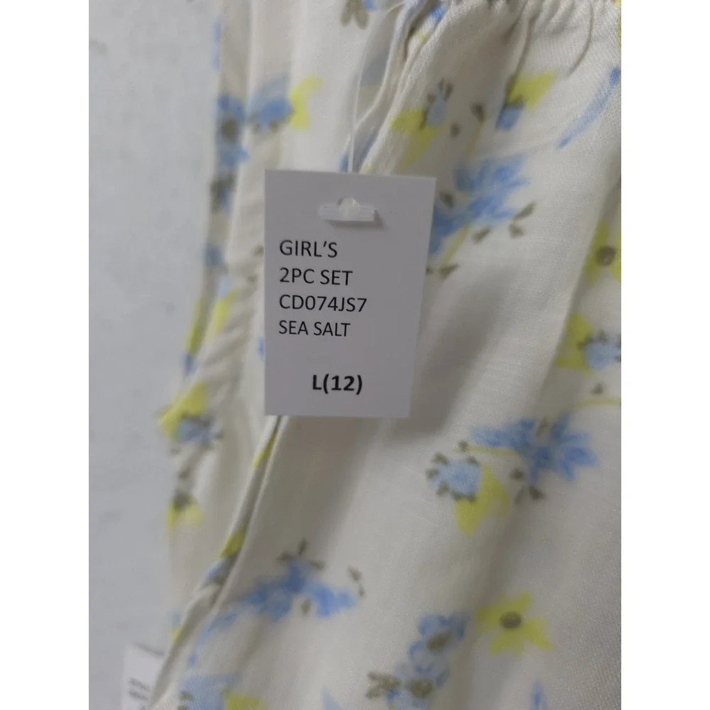 Jessica Simpson Girls Two Piece Shorts & Top Set Size 12 (L) Blue Yellow Floral‎
